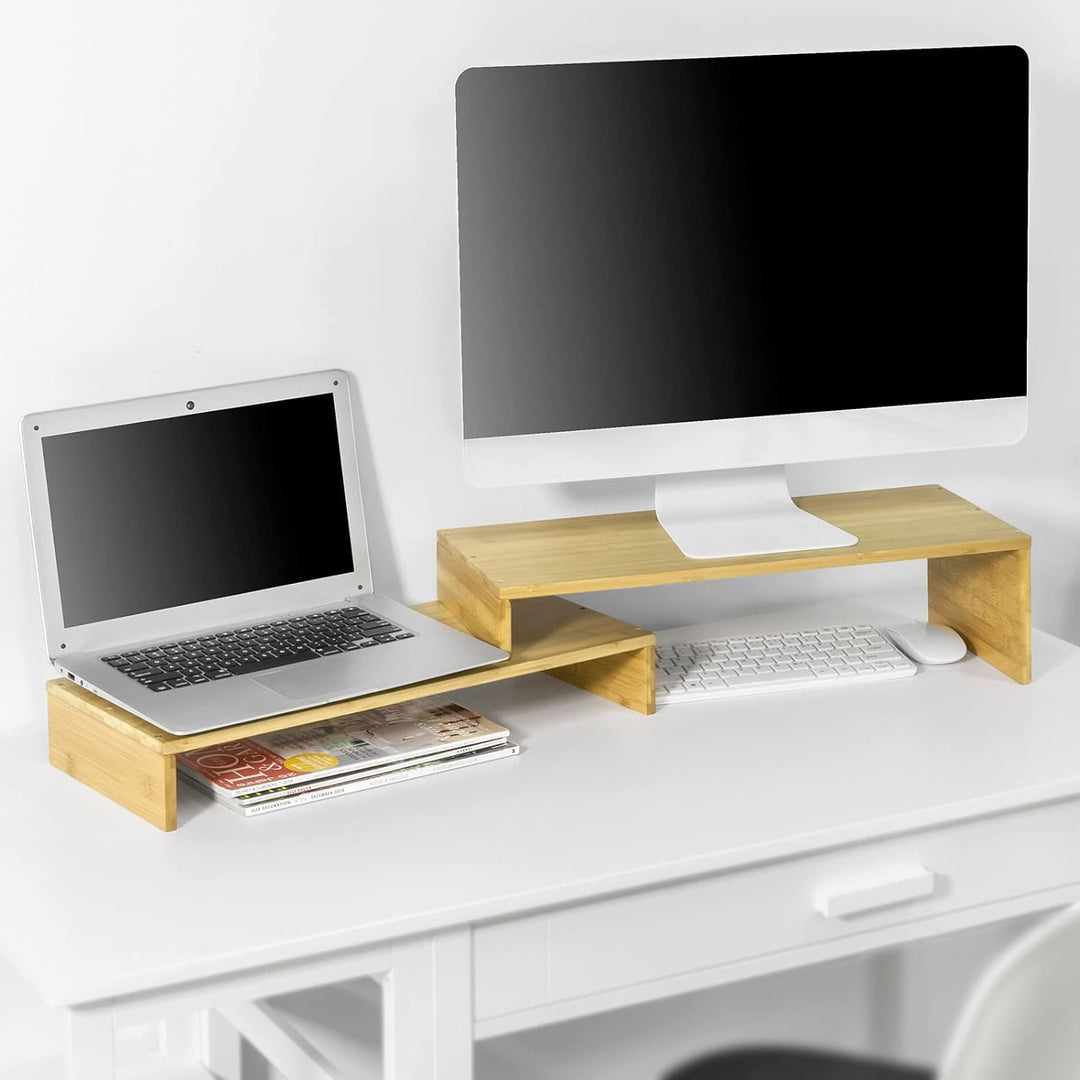 SoBuy BBF07-N Design Monitorerhöhung für 2 Monitore Monitorständer Bildschirmständer Notebookständer
