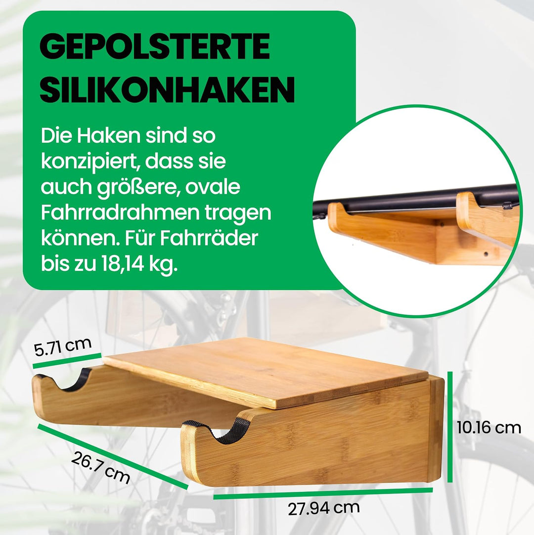 Fahrrad Wandhalterung – Holz Fahrradhalter von COR - Bambus Fahrradhalterung Wand für Innenräume - W