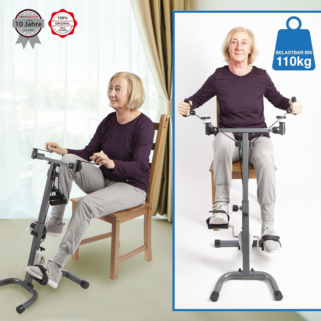 Ultrasport Senioren Fitness, Vitaltrainer, Senioren F-Bike, Mini Crosstrainer, Liegeheimtrainer,klap