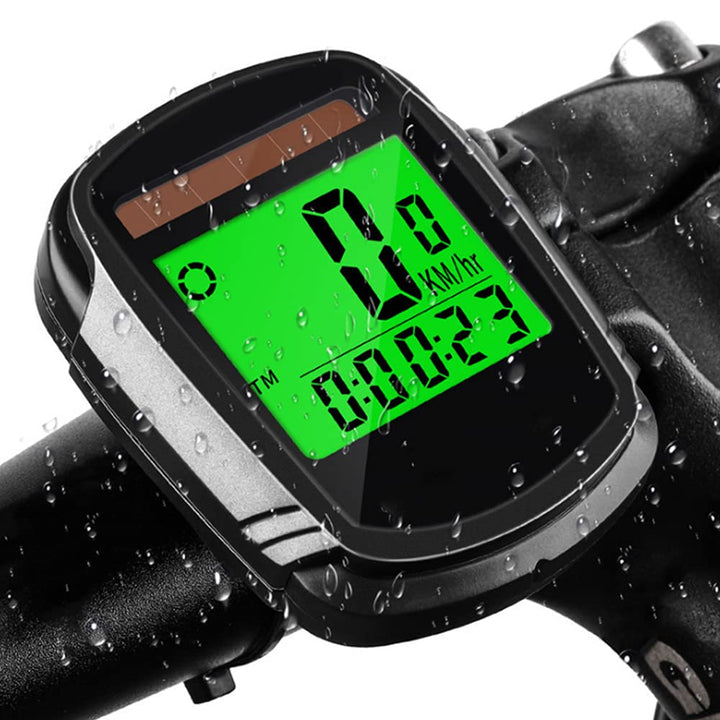 HERCHR Fahrradcomputer Mit Solarenergie, Fahrradgeschwindigkeitsmesser Und Kilometerzähler, Kabellos