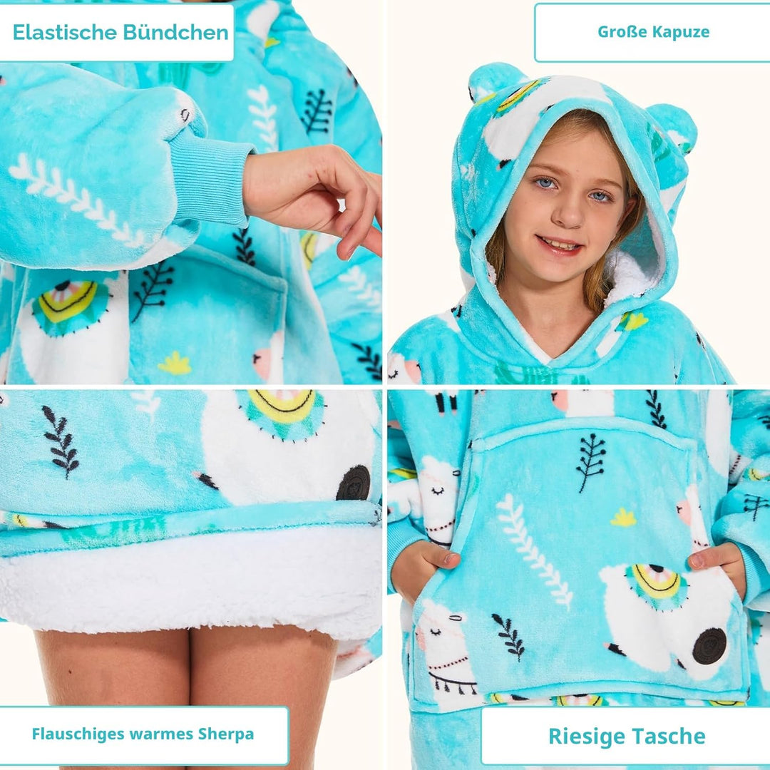 THREE POODLE Decken Hoodie, Oversize Hoodies Decken Pullover Kuschelpullover für Damen Herren Kinder