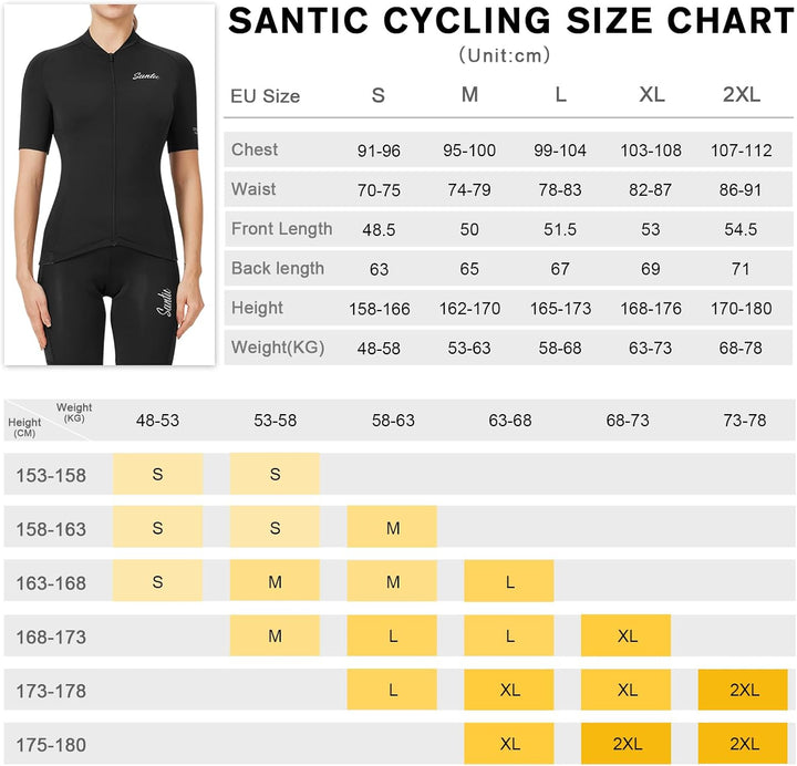 Santic Radtrikot Damen Kurz Fahrradtrikot Damen Fahrrad Shirt, Schwarz