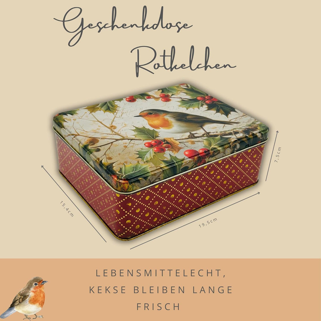 Geschenkdose Design Nostalgia - Liebevoll gestaltete rechteckige Vorratsdose - Motiv Rotkelchen - Bl