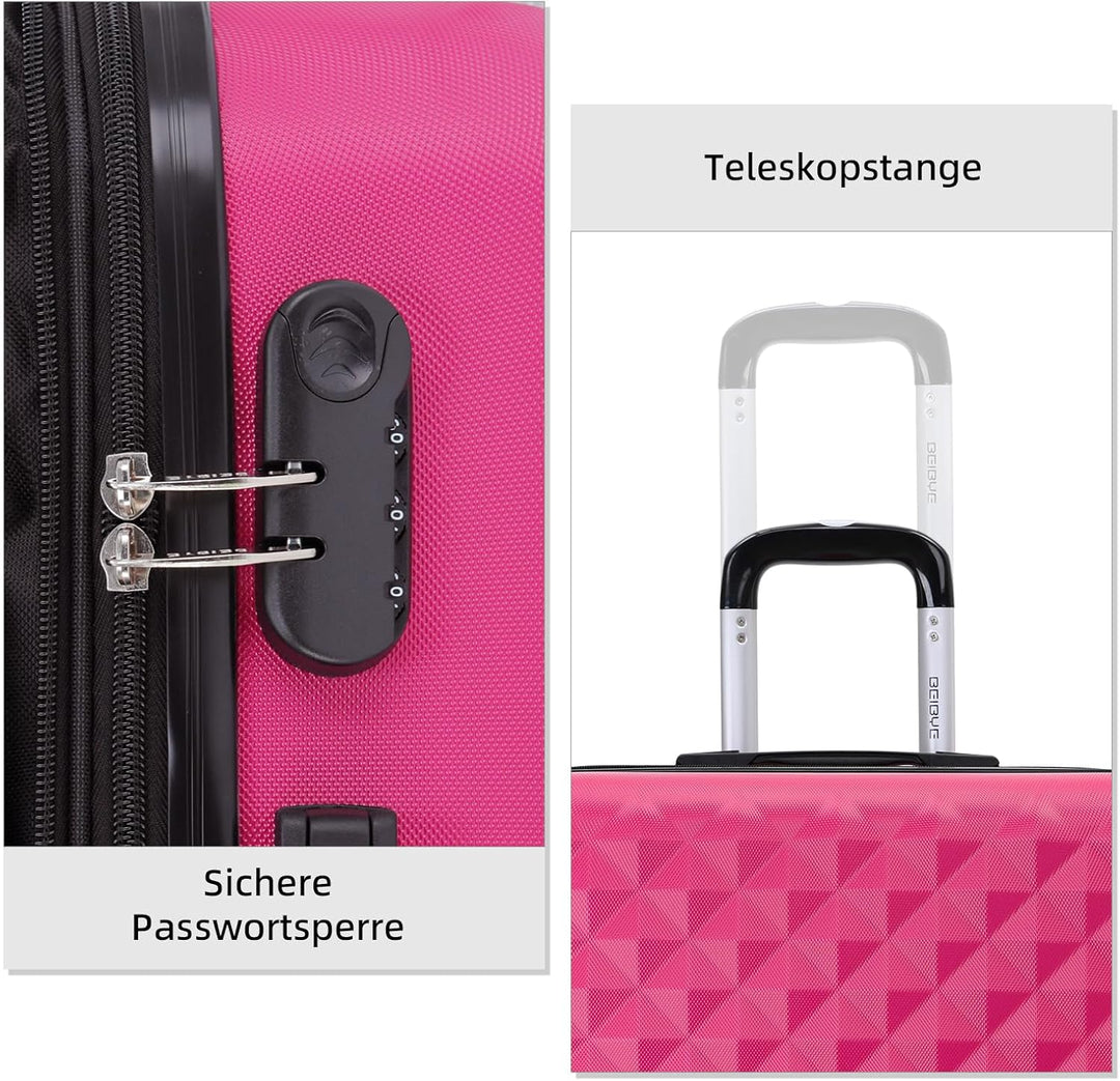 BEIBYE Zwillingsrollen 2066 Hartschalen-Koffer: 15 Farben, ABS-Kunststoff, Zahlenschloss mit Doppelr