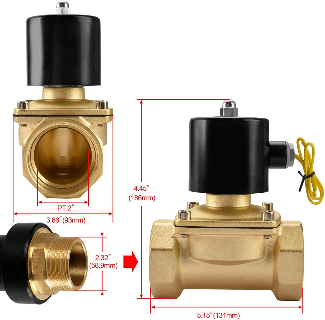Heschen Elektrisches Messing-Magnetventil, 2W-500-50, PT2'', DC12V, Direktwirkung Wasser, Normal Ges