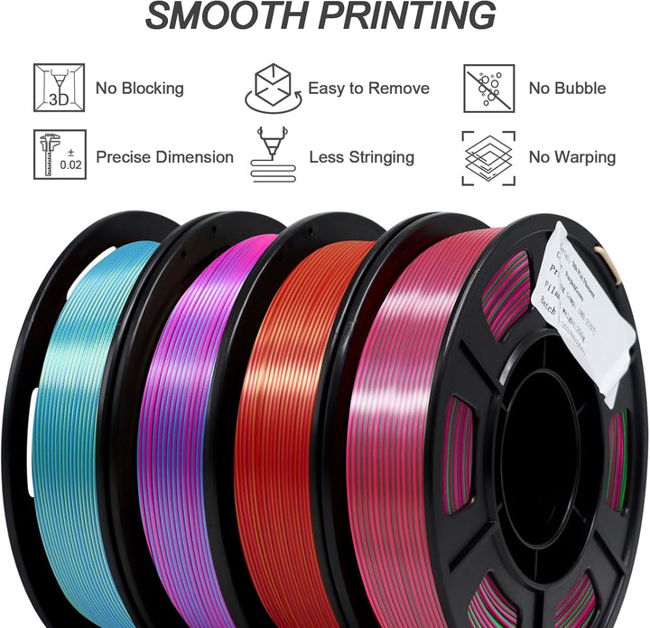 YOUSU Silk PLA 3D Drucker Filament Bundle, PLA Filament 1.75mm, Zweifarbige Filament, Silk Filament,