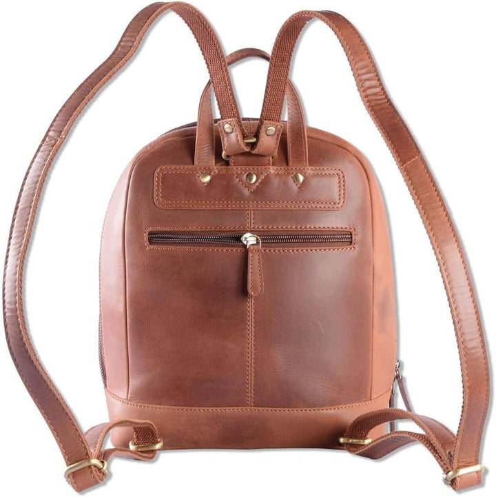 WILD WOODS Rucksack Leder Schulrucksack Fahrradrucksack Wanderrucksack Lederrucksack Rindsleder Cogn