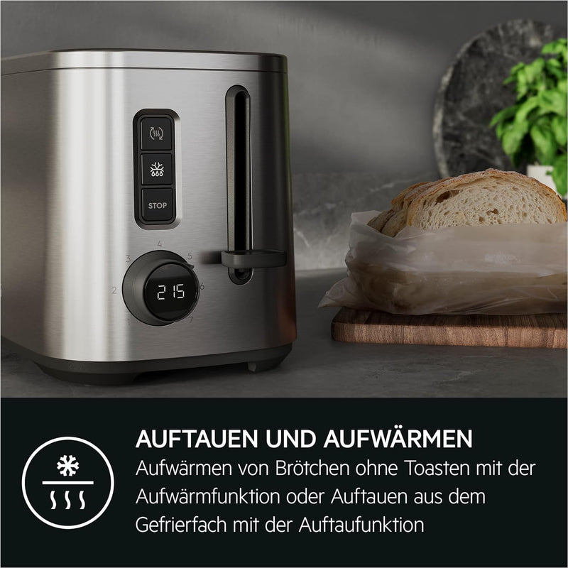 AEG T5-1-4ST Toaster Deli 5 / 7 Toasteinstellungen / Countdown-Timer / Stopp-, Auftau-, Aufwärmknopf