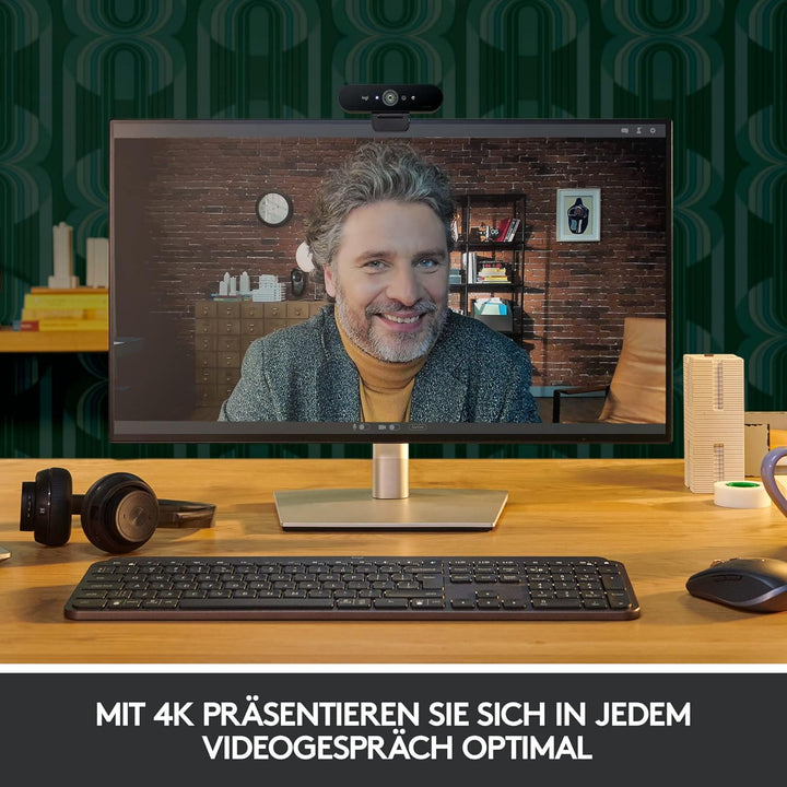 Logitech BRIO ULTRA-HD PRO Webcam, 4K HD 1080p, 5-fach Zoom, Hohe Bildfrequenz, HDR und RightLight 3