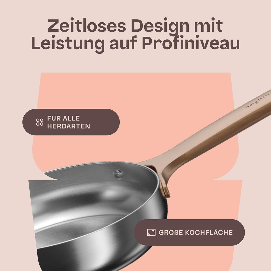 Berghoff Home Edelstahl Pfanne 20cm – ohne PFAS – Universalpfanne für alle Herdarten – Pfanne Indukt
