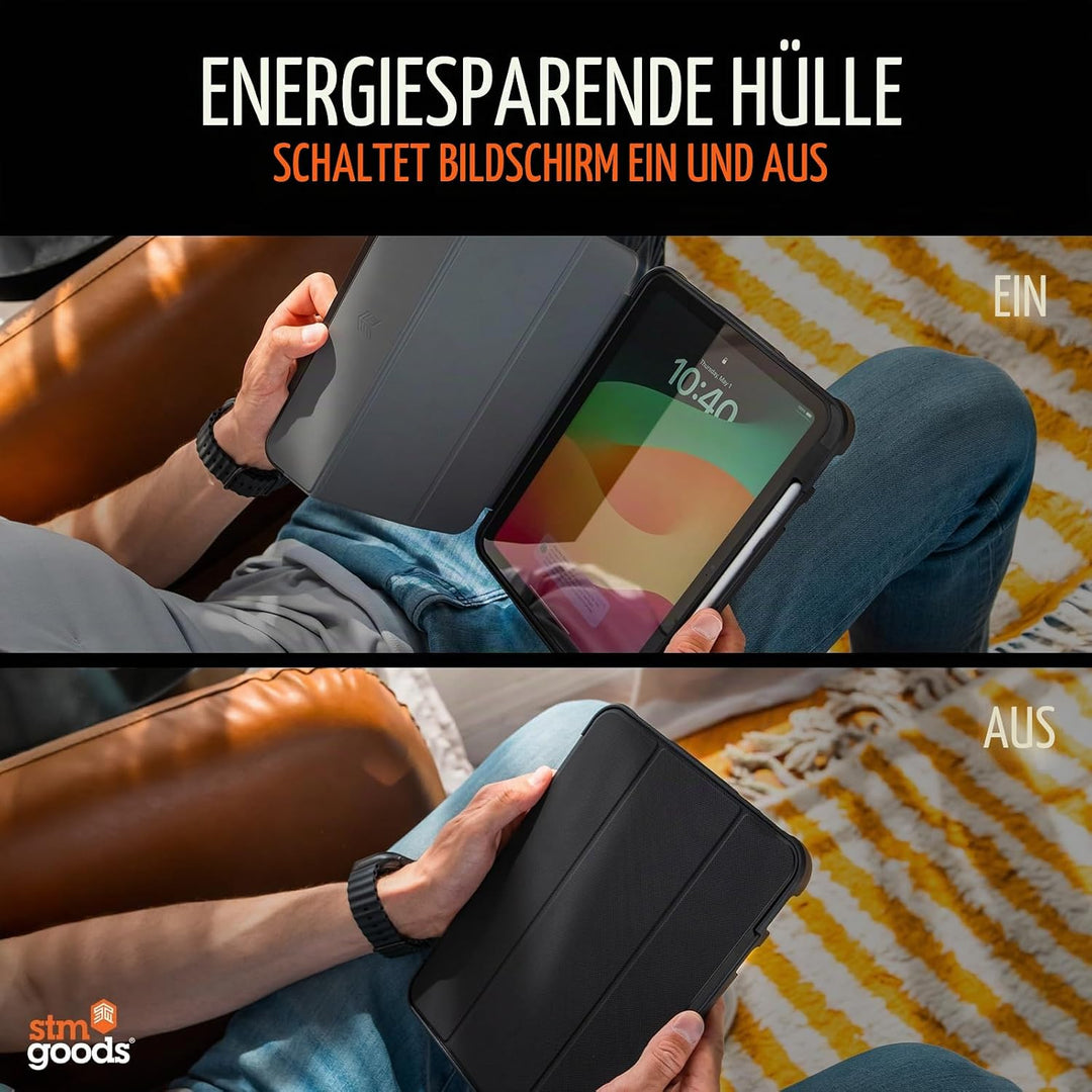 STM Goods Dux Ultra Case kompatibel mit Apple iPad 11" (A16, 11. Gen, 2025) - schwarz/transparent (M