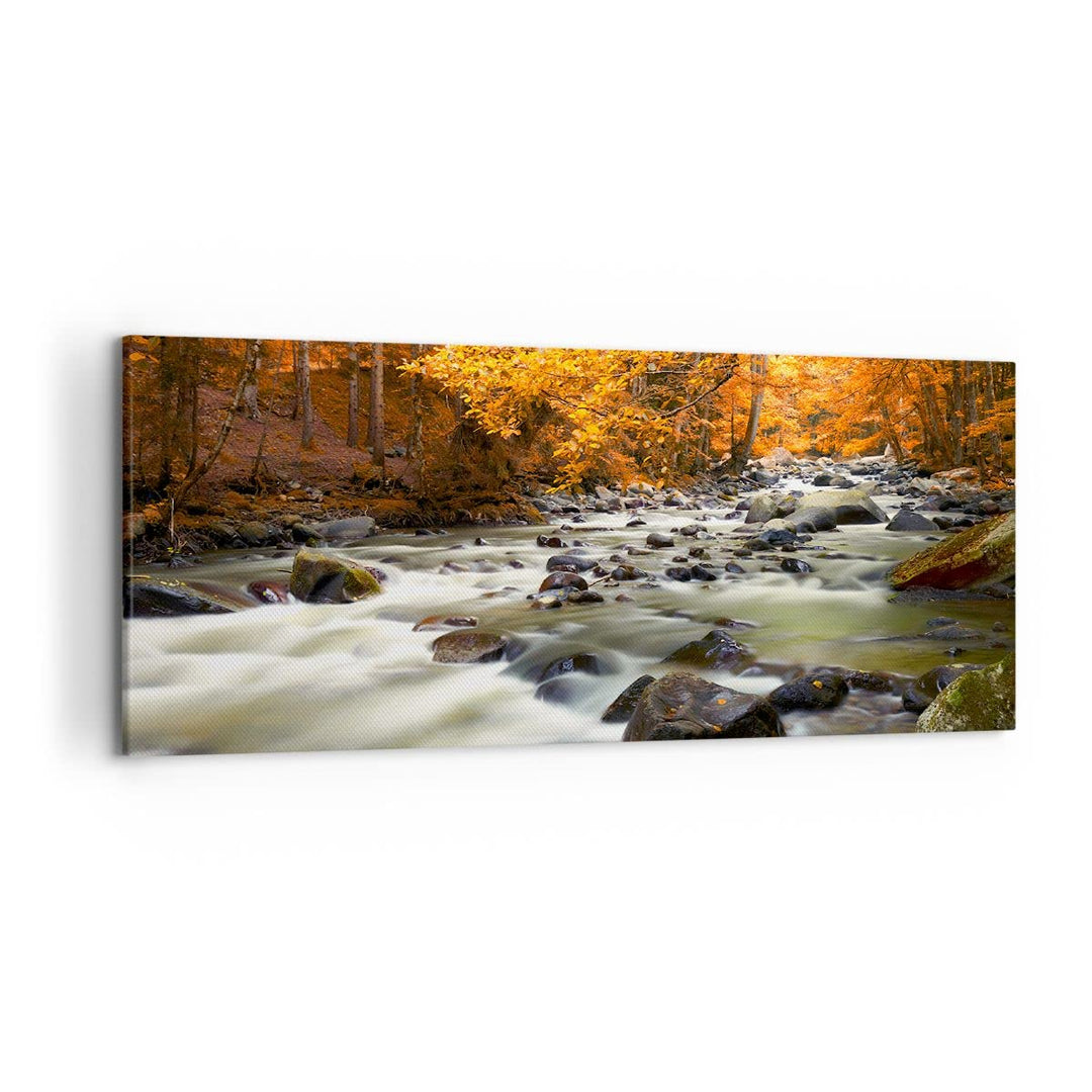Wandbilder Dekoration Wohnzimmer Stream Herbst Forrest Berg Panorama Bilder auf Leinwand 120x50cm Le