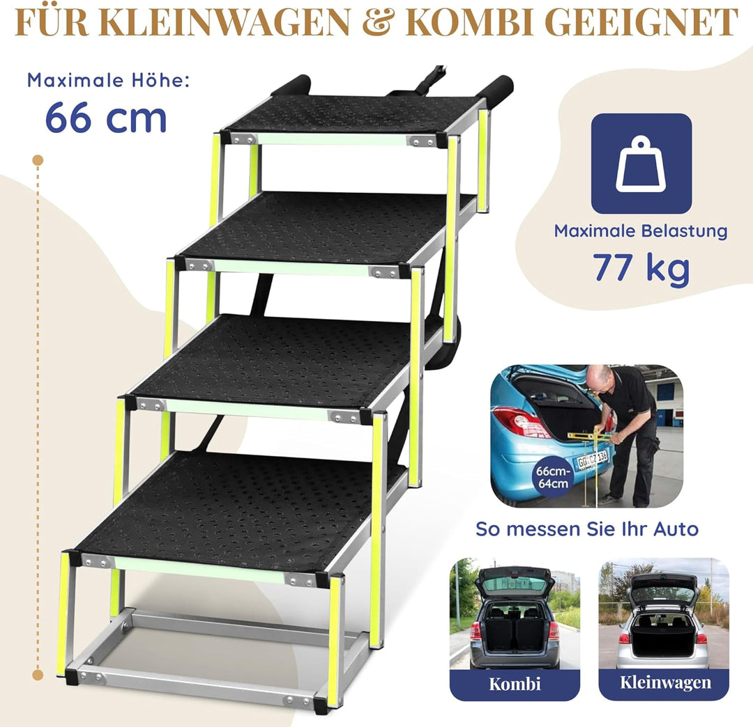 Hundetreppe Auto Klappbar - Hundetreppe Grosse Hunde - Leuchtende Leitmarkierung - Gelenkschonende E