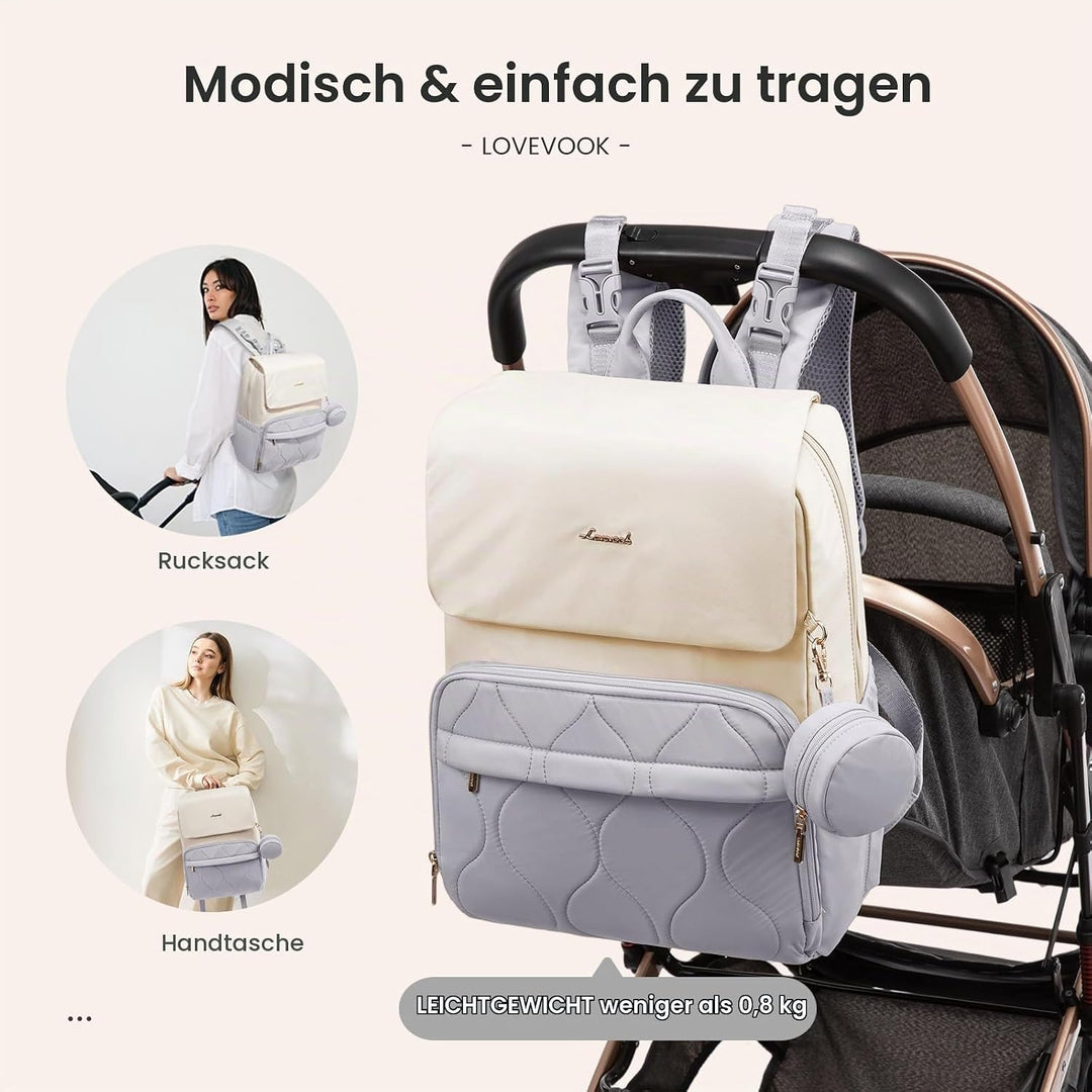 LOVEVOOK Wickelrucksack Gross Wickeltasche Rucksack Diaper Bag für Mama Papa | Lässig Babytasche mit
