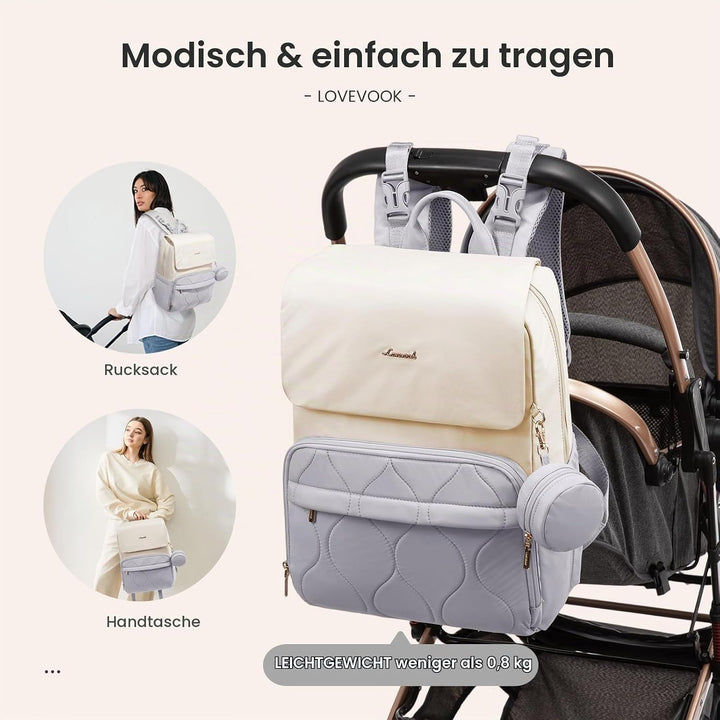 LOVEVOOK Wickelrucksack Gross Wickeltasche Rucksack Diaper Bag für Mama Papa | Lässig Babytasche mit