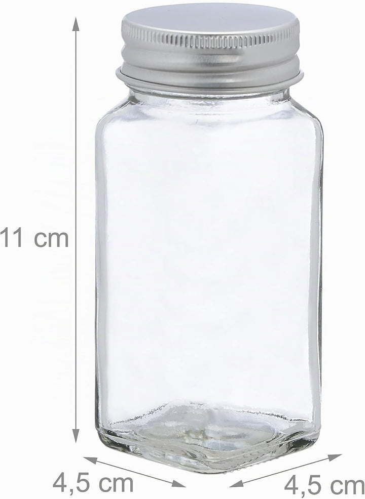 Relaxdays Gewürzgläser 36er Set, Streueinsatz, Gewürzdosen Glas, 120ml, inkl. Etiketten, Stift &amp; Tri