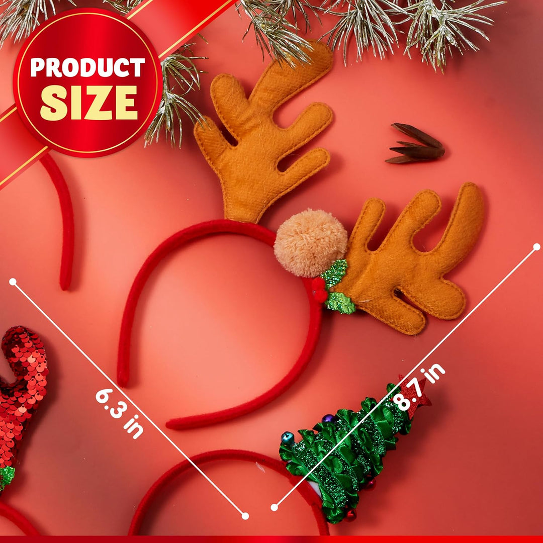 JOYIN 8 Stückt Set Weihnachts Haarreif mit verschiedenen Designs, Haarschmuck für Weihnachtsfeiern C