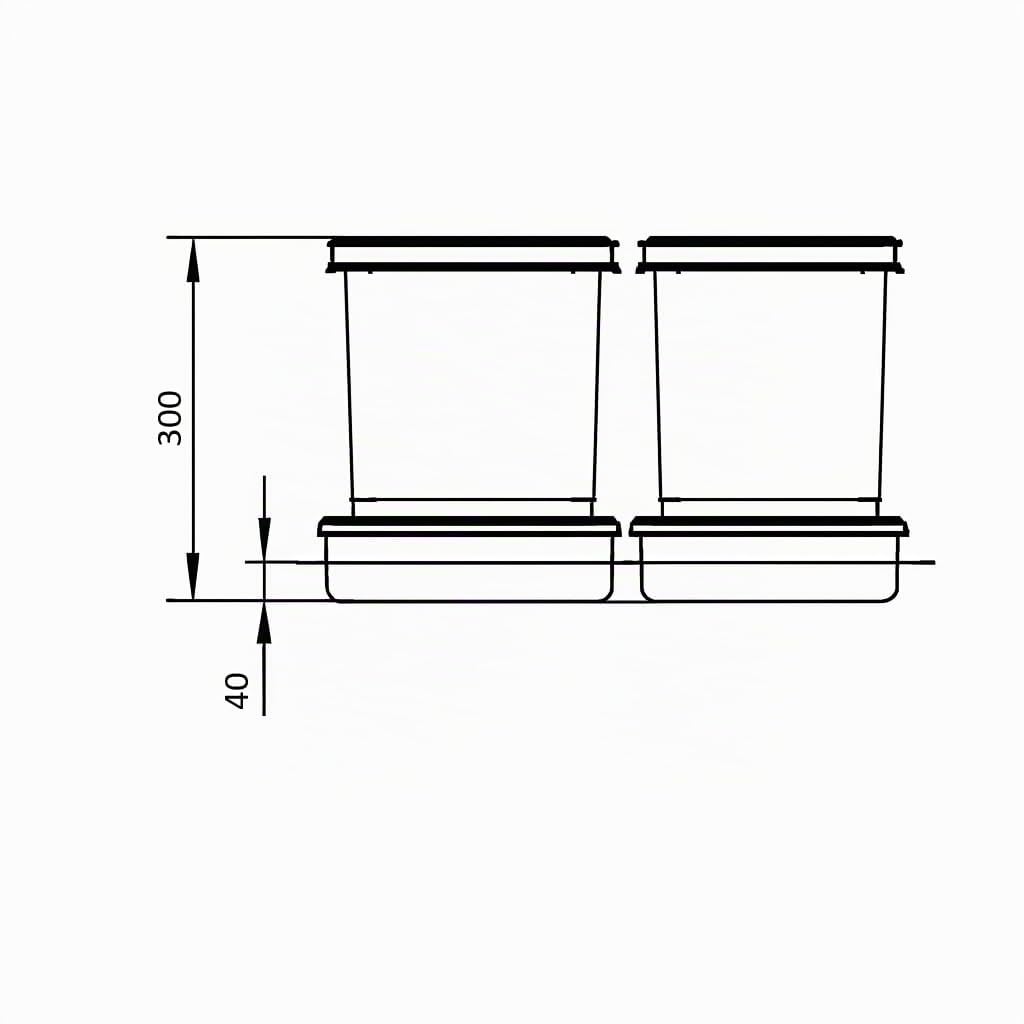 REJS Mülltrennsystem Küche für 60 cm Schrank 2-fach 2 x 15L mit Deckel &amp; Griff Einbau Abfallsammler