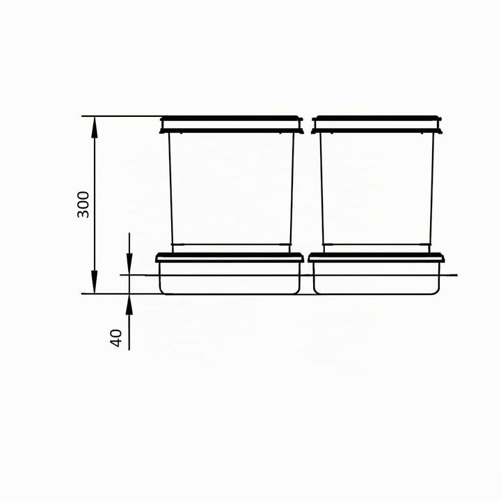 REJS Mülltrennsystem Küche für 60 cm Schrank 2-fach 2 x 15L mit Deckel &amp; Griff Einbau Abfallsammler