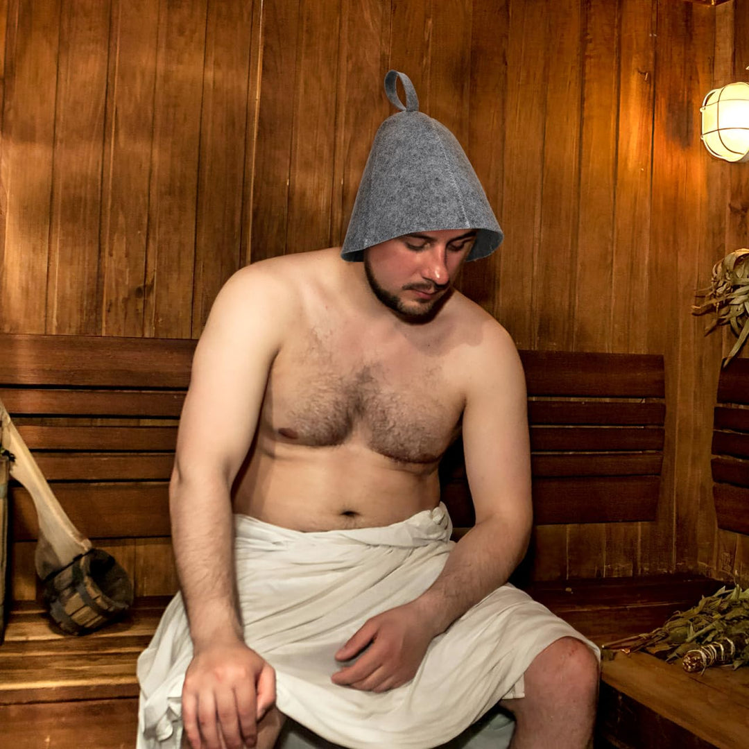 Healeved Sauna Kopftuch 2 Stück Russischer Saunahut Filzsaunahut Russische Banya- Kappe Vaporarium-