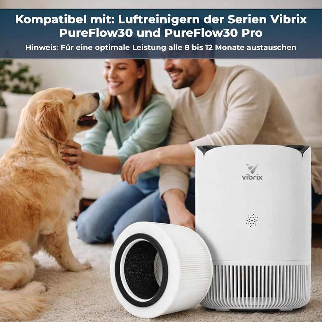 Vibrix PureFlow30 luftreiniger ersatzfilter HEPA H14-6-Schicht Filter (Nano + aktiv kohle filter) fü
