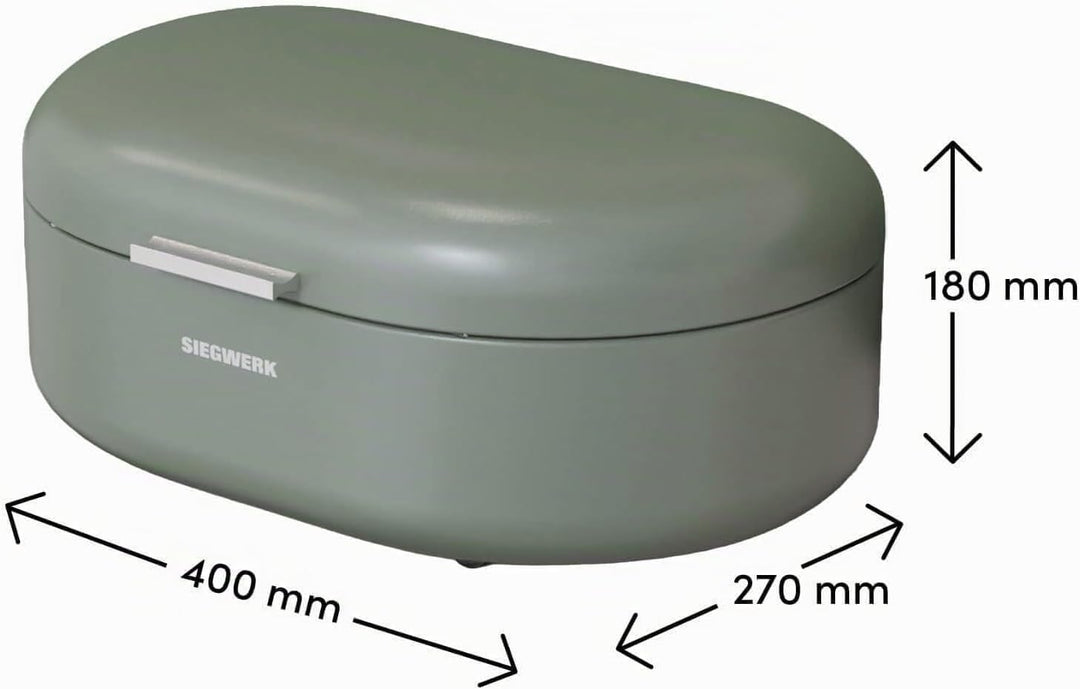 Design-Brotkasten PANEA - Korpus, Griff und Scharniere aus Metall - hochwertige Qualität - grün, Grü