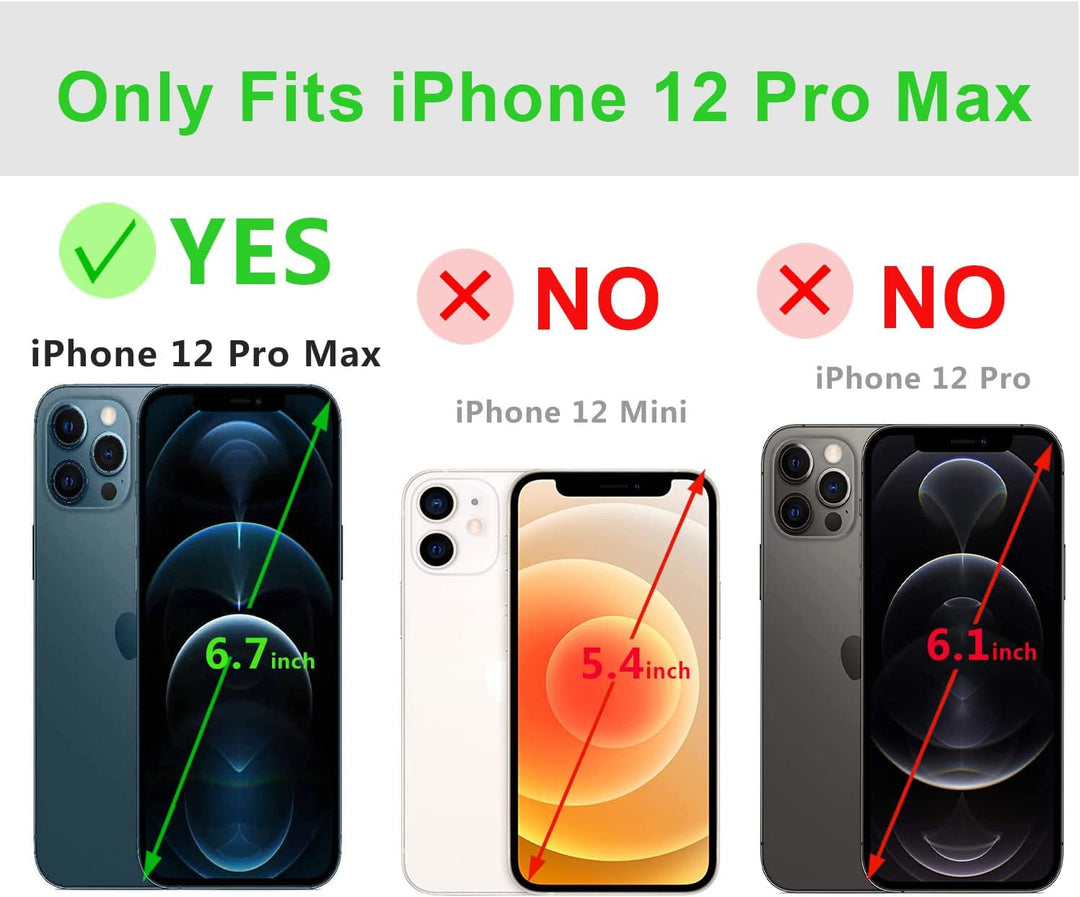 LENSUN Echtleder Hülle für iPhone 12 Pro Max, Handyhülle [Echtes Leder][Magnetverschluss][RFID Schut