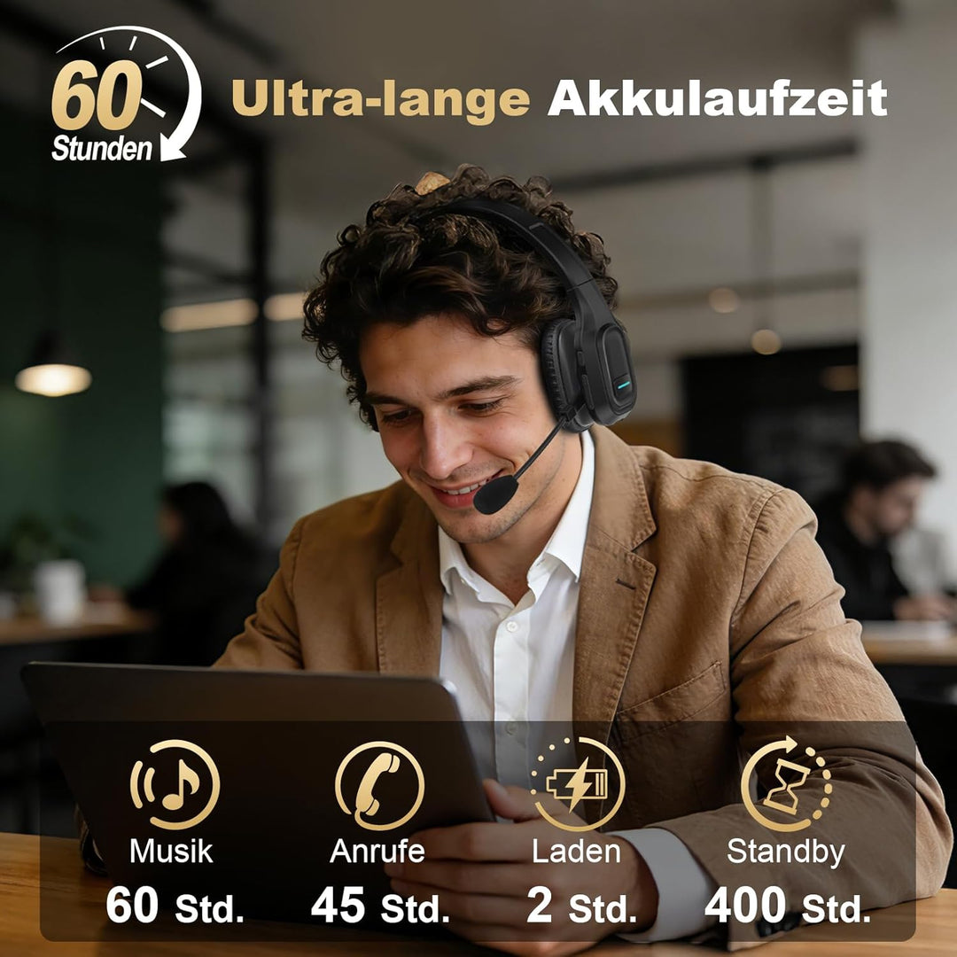 ShinePick Bluetooth Headset für LKW-Fahrer, Kabelloser EIN-Ohr-Kopfhörer mit Rauschunterdrückendem M