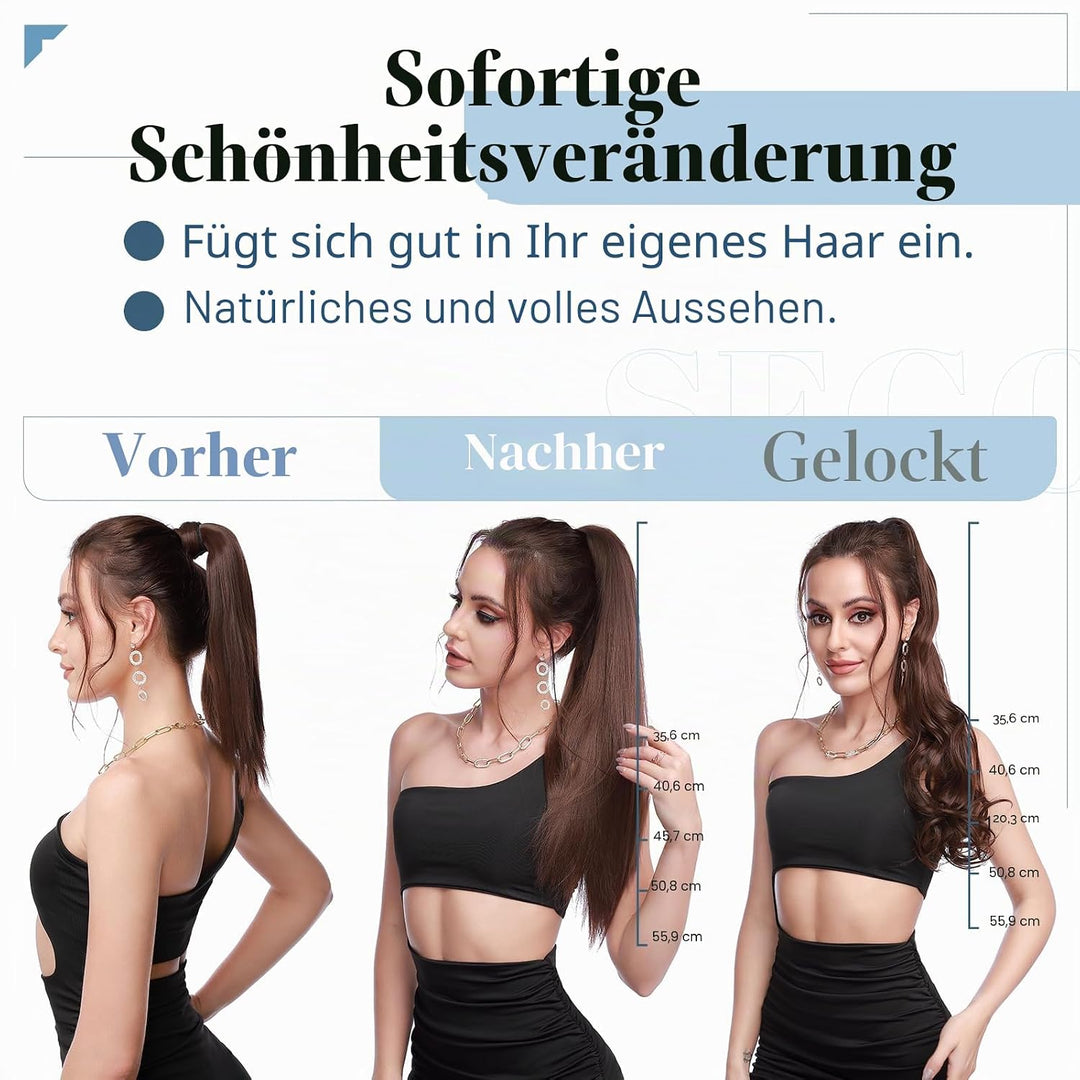 SEGO Ponytail Extension Echthaar Pferdeschwanz Zopf Clip in Haarteil Haarverlängerung 100% Remy Haar