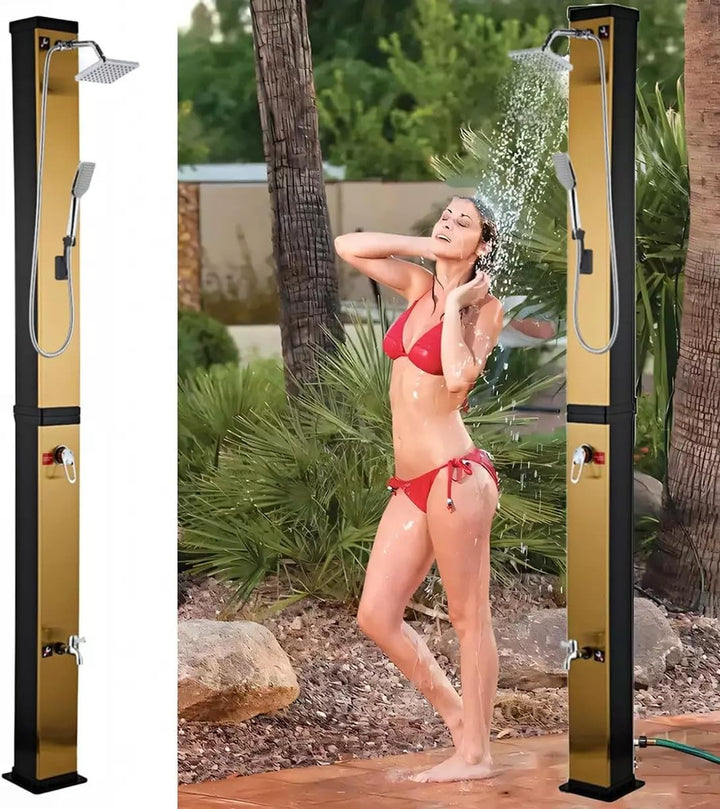 EGO INTERIORS Solar-Dusche für Garten, 40 Liter, Fussdusche, Handbrause, Outdoor, Regenduschkopf 15