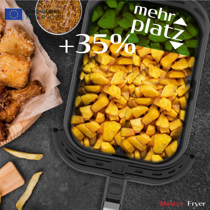 Boston Tech® Master Fryer 5L Heissluftfritteuse | Air Fryer 1500W + 5 Programme + Touchscreen-Steuer