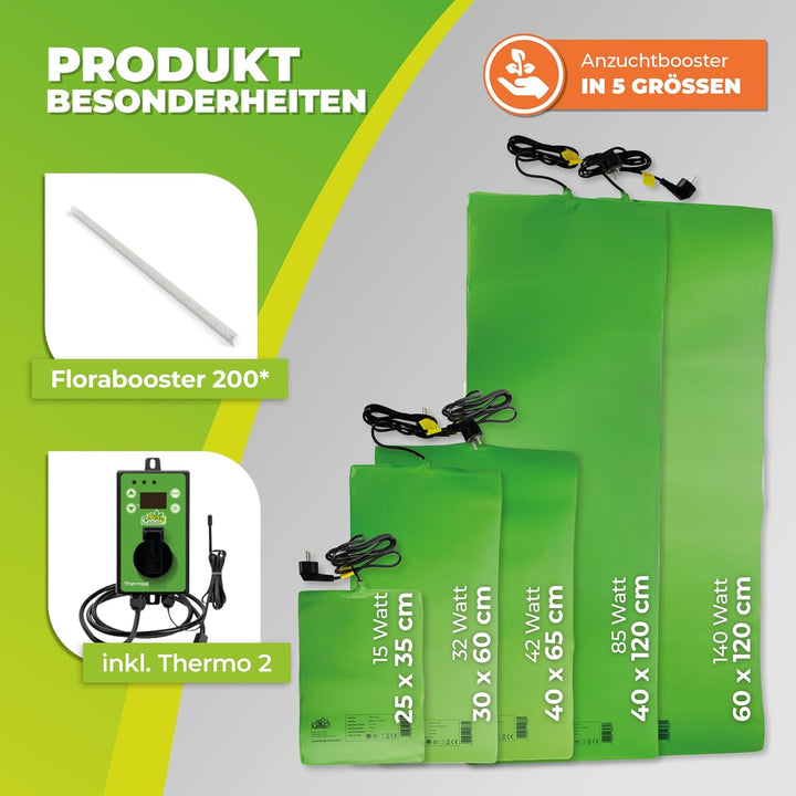 Bio Green Anzuchtbooster Heizmatte mit Digital-Thermostat für Pflanzen | 60 x 120 cm | 140 Watt | wa
