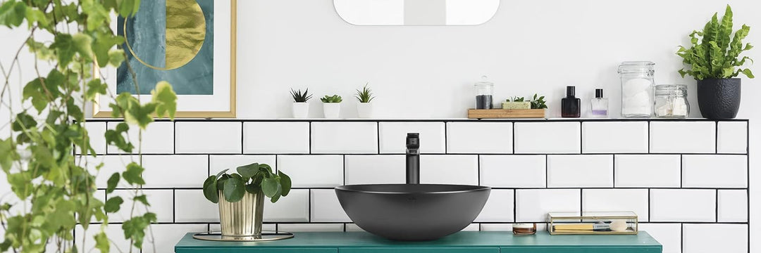 VBChome Waschbecken 40 cm Keramik Schwarz halbmatt Rund Oval Waschtisch Handwaschbecken Aufsatzwasch