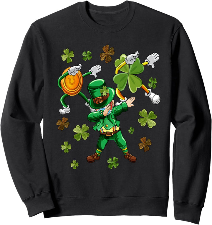 St Patricks Day shirt Kids Teens Boy Dabbing Leprechaun Mask Sweatshirt