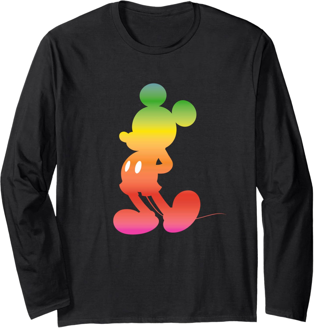 Disney Mickey Mouse Gradient Rainbow Silhouette Langarmshirt