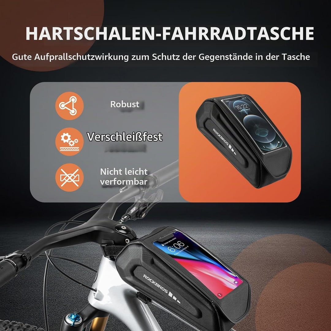 ROCKBROS Fahrradtasche Rahmentasche Wasserdicht Handytasche Touchscreen Lenkertasche für Smartphone