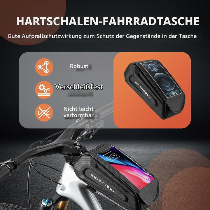 ROCKBROS Fahrradtasche Rahmentasche Wasserdicht Handytasche Touchscreen Lenkertasche für Smartphone