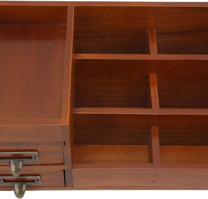 Raguso Schreibtisch Organizer aus Holz, Antik Retro 2 Schubladen Umweltfreundlicher Holz Schubladen