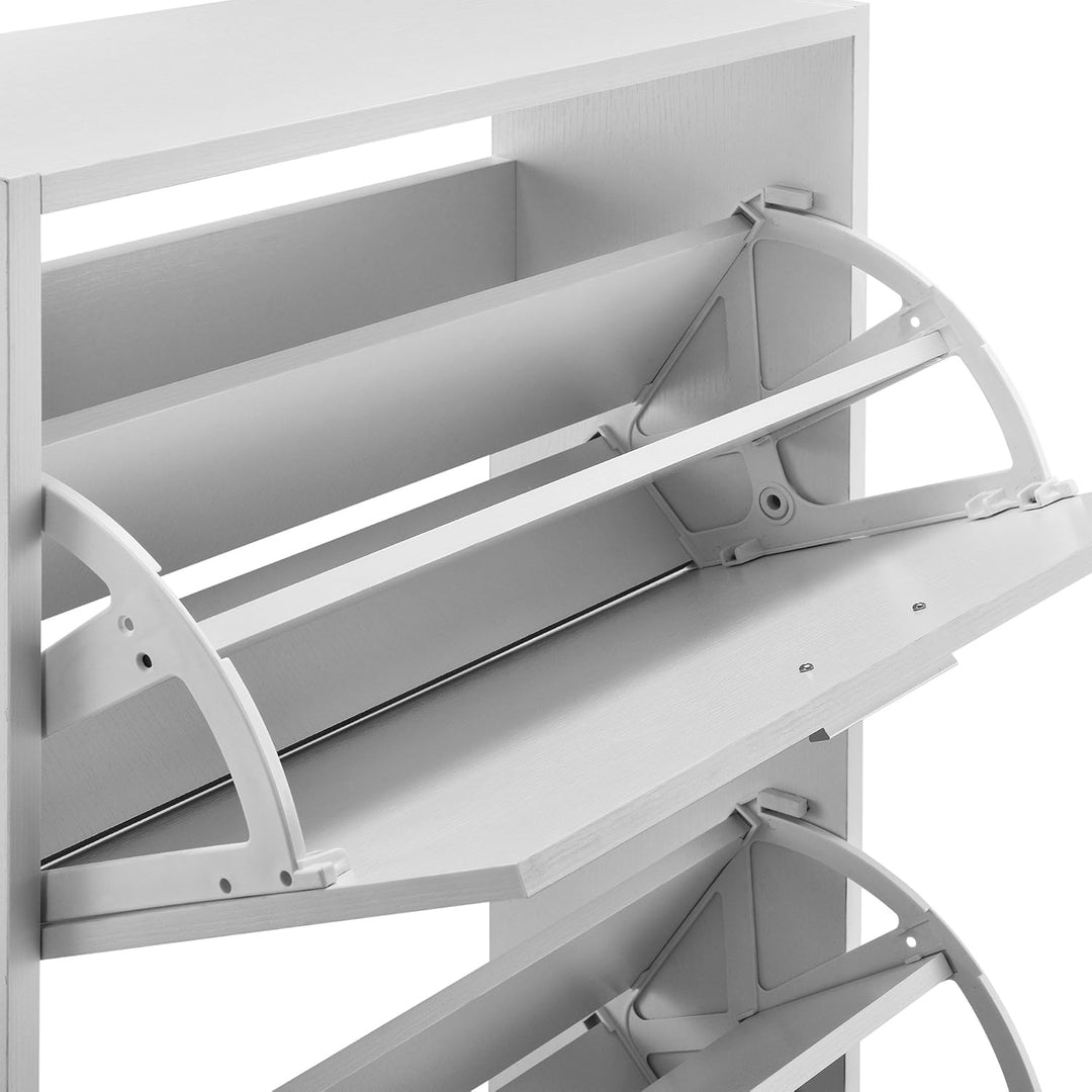 [en.casa] Schuhschrank Sykkylven Schuhkipper mit 2 Klappen Schuhkommode für 12 Paar Schuhe 81 x 63 x