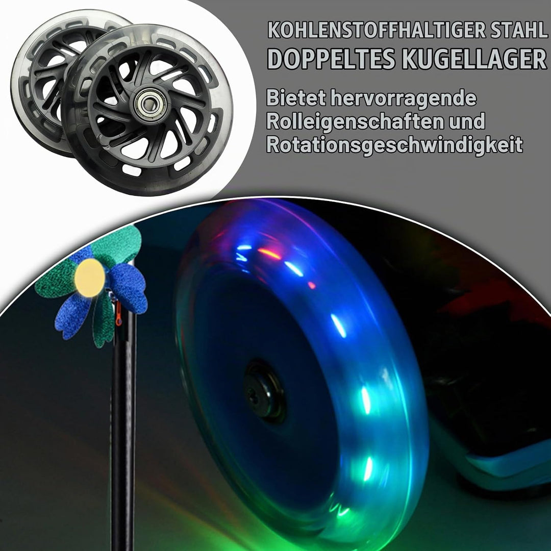 2 Stück Blinkende Ersatzräder 120mm 10 Stück Warnaufkleber Leise Langlebig für Roller und Elektrorol