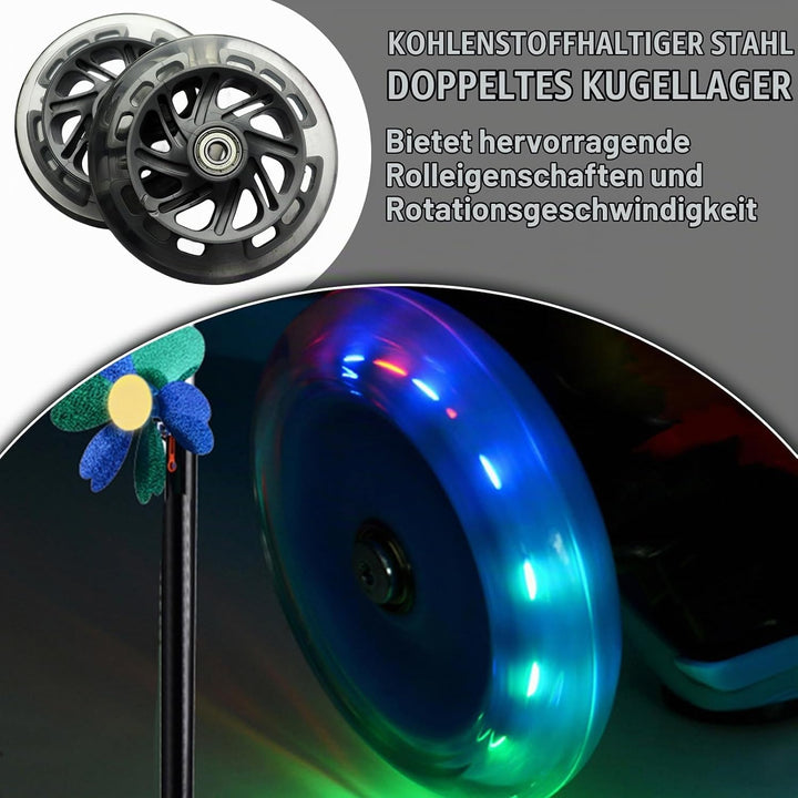 2 Stück Blinkende Ersatzräder 120mm 10 Stück Warnaufkleber Leise Langlebig für Roller und Elektrorol