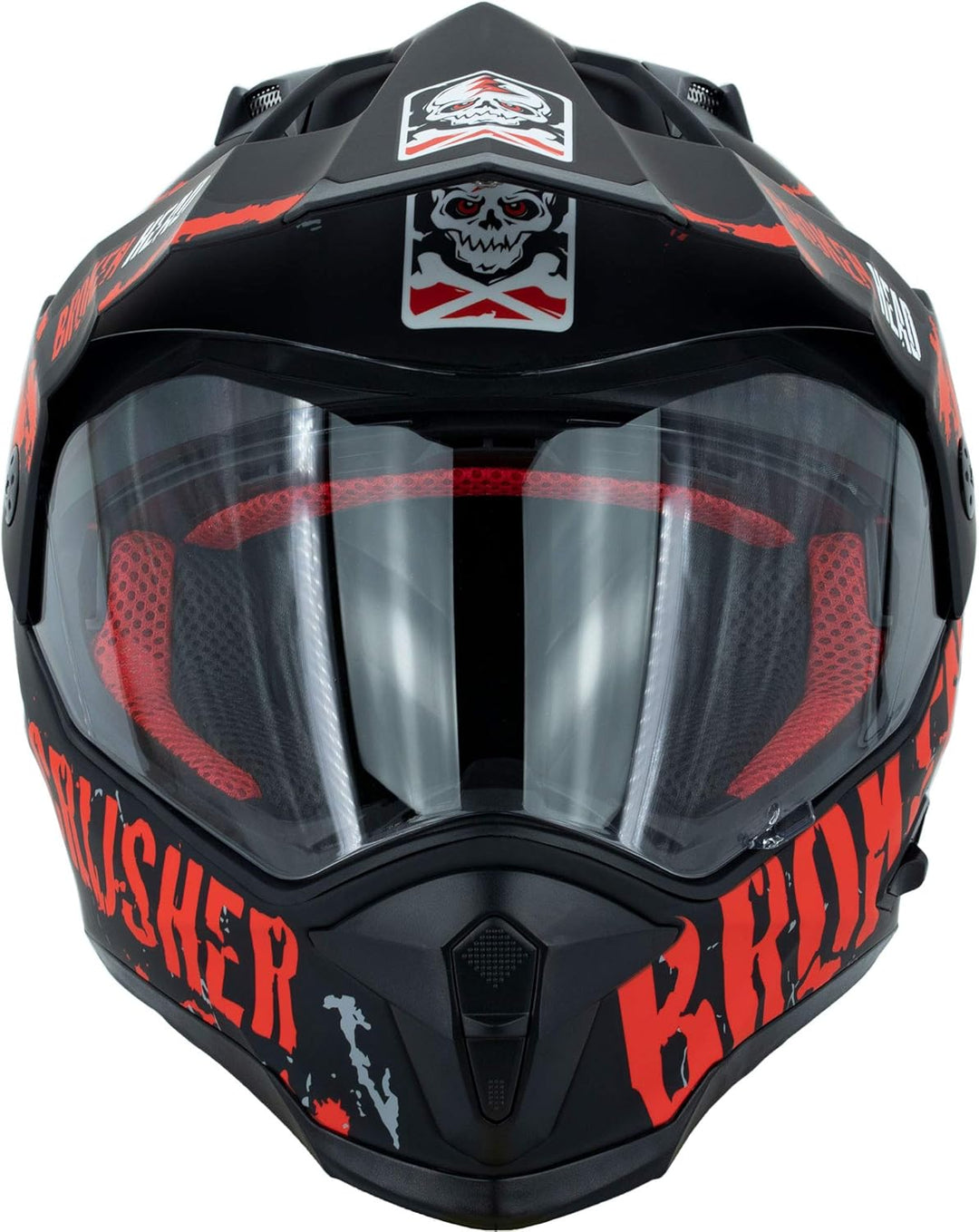 Broken Head Bone Crusher Motocross-Helm Rot mit Visier - Enduro MX Cross-Helm - Motorradhelm mit Son