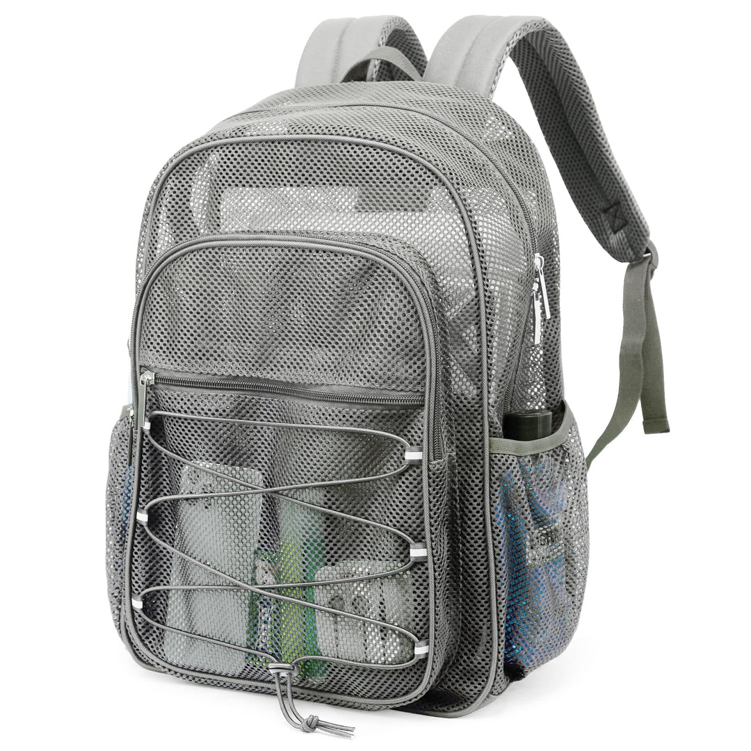TINYAT Rucksack für Damen und Herren, transparent, Netzstoff, robust, für Strand, Reisen, Fitnessstu