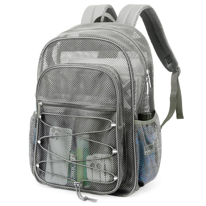 TINYAT Rucksack für Damen und Herren, transparent, Netzstoff, robust, für Strand, Reisen, Fitnessstu