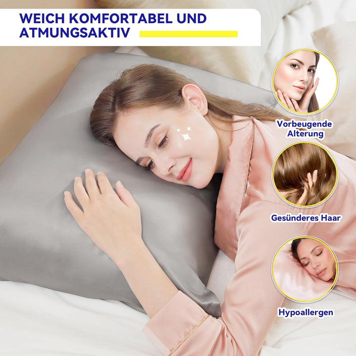 SeidenKissenbezug 40x60,Jaciu Kissenbezüge aus Seide,für Haar und Haut Beide Seiten Echte Seide Kiss
