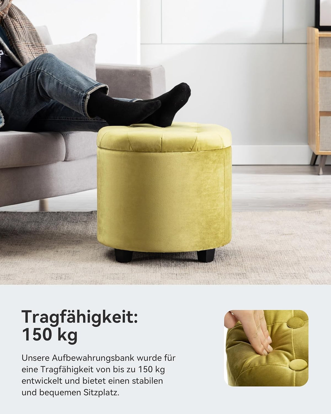 HNNHOME Sitzhocker mit Stauraum, Sitzwürfel mit Deckel, Sitztruhe, Fussbank Truhen Aufbewahrungsbox,
