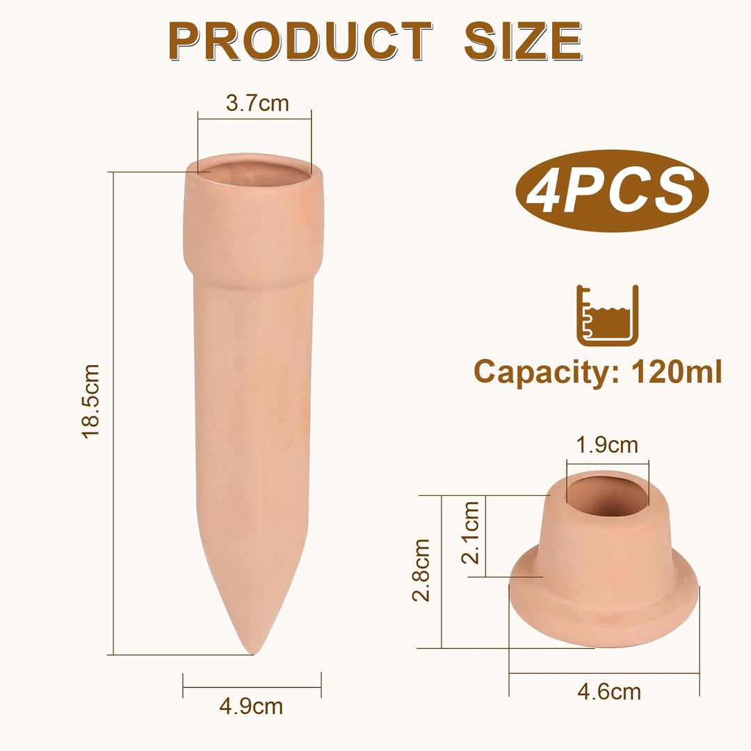 EXLECO 4 x 120ml Tonkegel Bewässerung mit Deckel Pflanzen Bewässerungskugel Pflanzen Wasserspender T