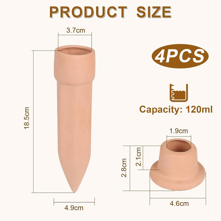 EXLECO 4 x 120ml Tonkegel Bewässerung mit Deckel Pflanzen Bewässerungskugel Pflanzen Wasserspender T
