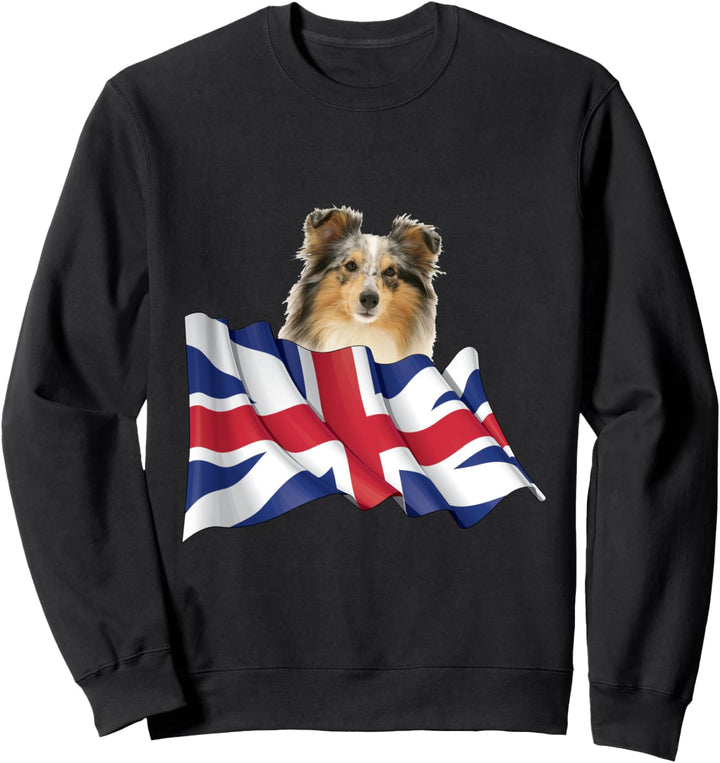 Union Jack Flag Dog Shetland Sheepdog Sweatshirt