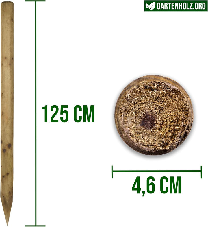 10 Stück 4,6 cm Verschiedene Längen - Hochwertige imprägnierte Zaunpfähle aus Holz | Angespitzte Bau